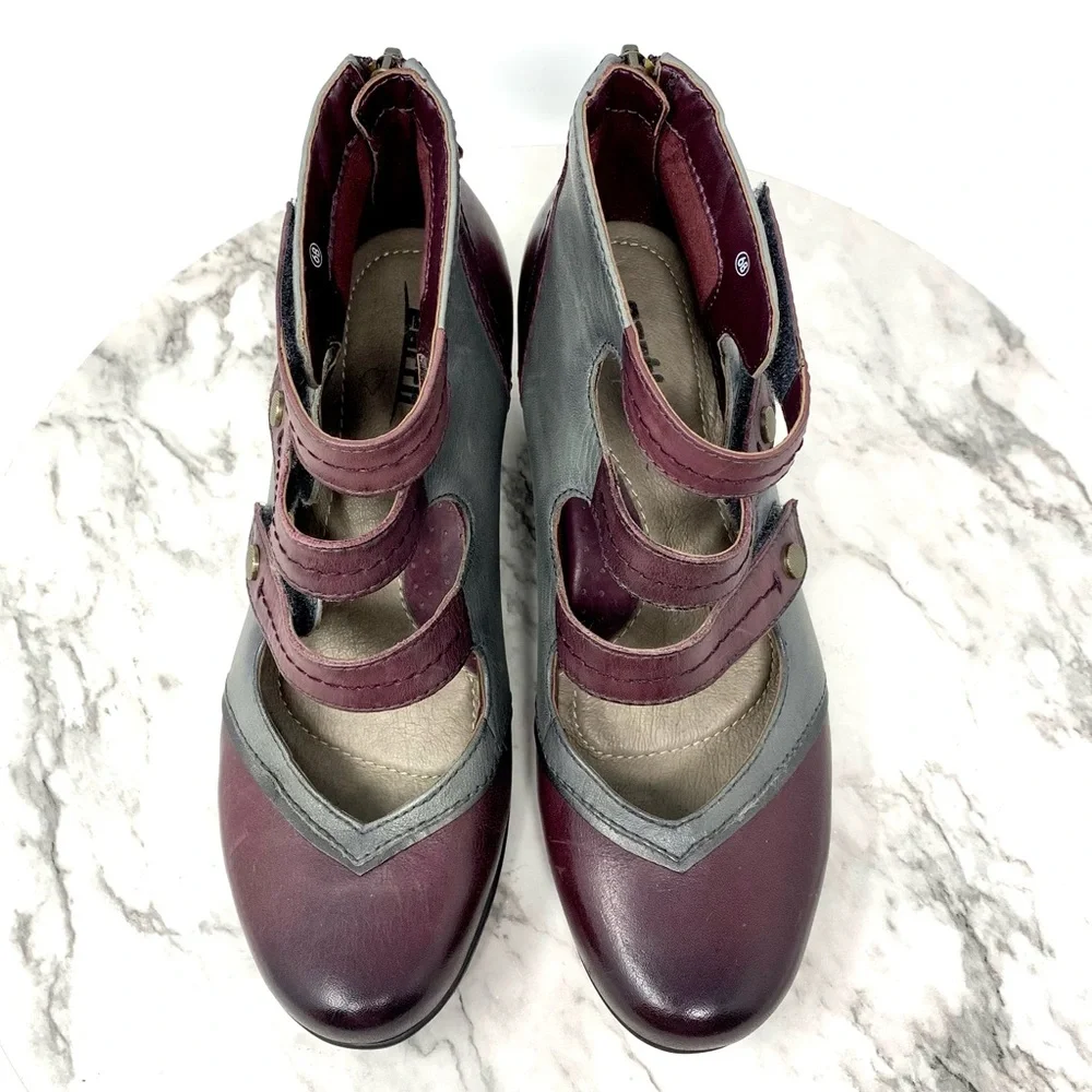 Earth Serano Multi-Strap Two Tone Booties 6 Comfort Whimsigoth Lagenlook - Picture 6 of 16